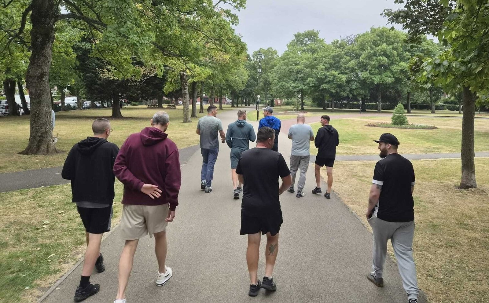 Reset and Recover members on a weekly recovery walk through a Halton park